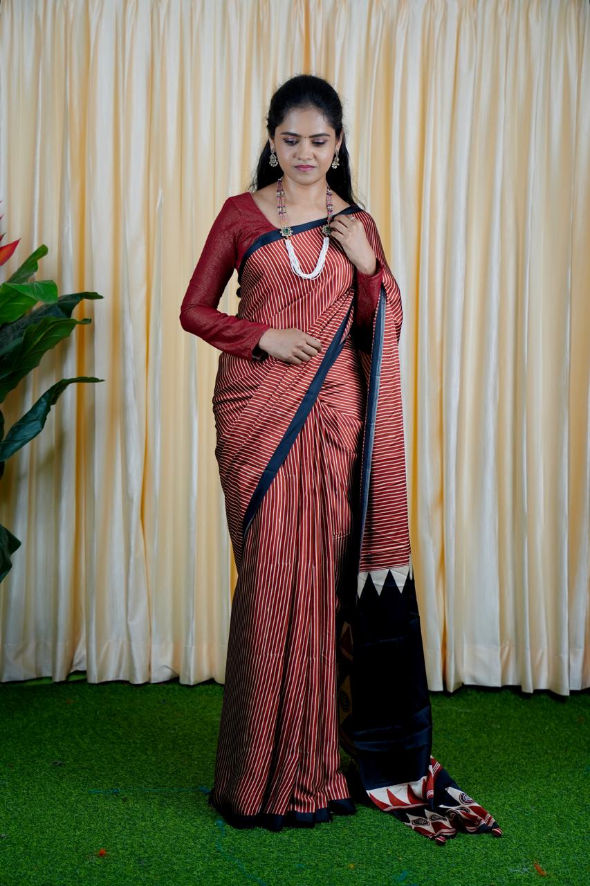 Gaji silk saree.Ajrakh Print 😍🥳✅