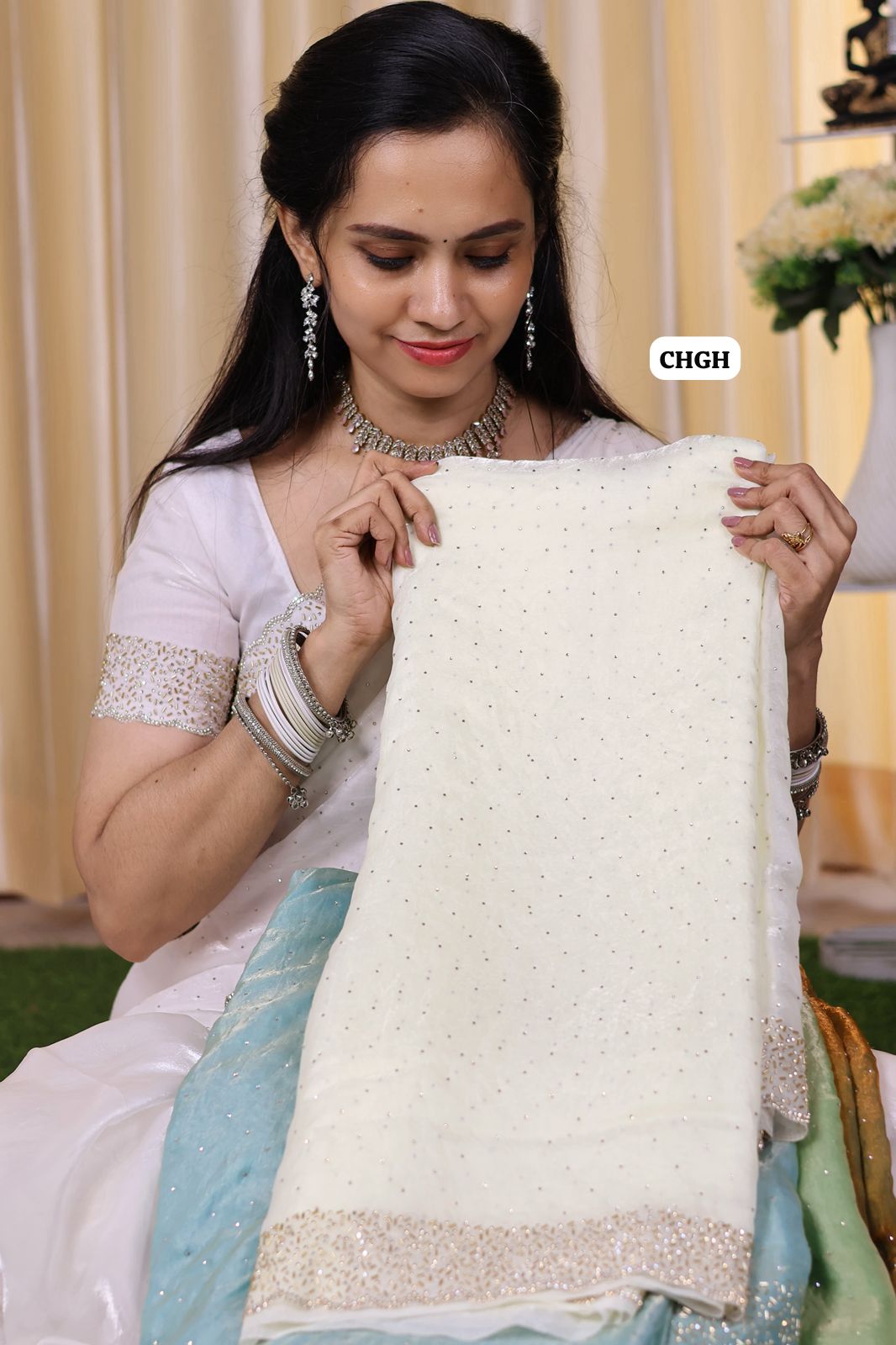 Christmas special Premium quality jarkhand work with cutwork border🥳(half white)