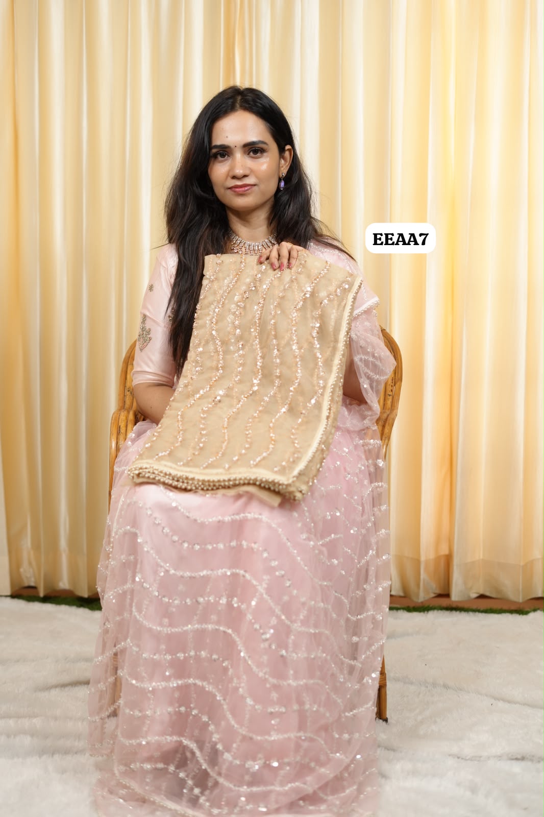 Designer saree with beads work 😍🥳