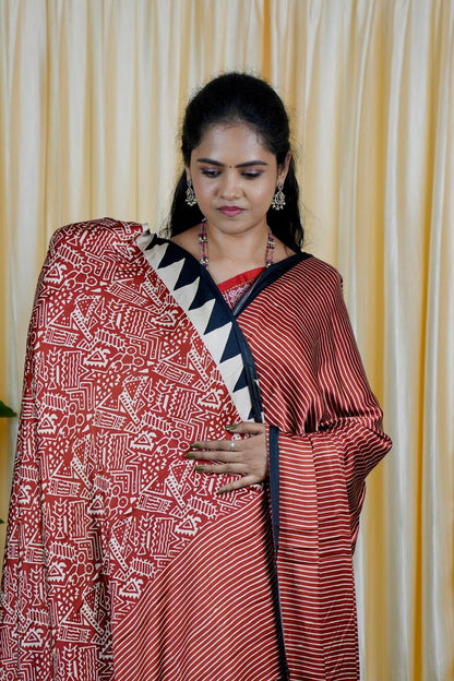Gaji silk saree.Ajrakh Print 😍🥳✅