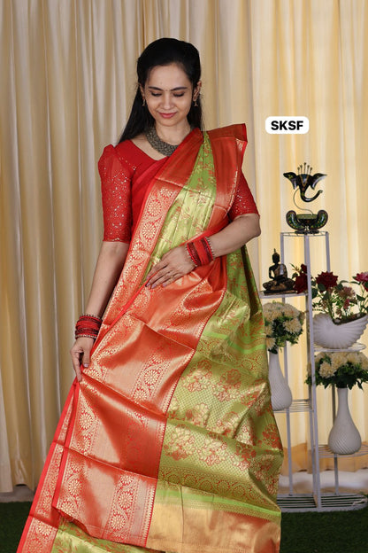 Bridal kanchi semi silk saree with trending design🥳