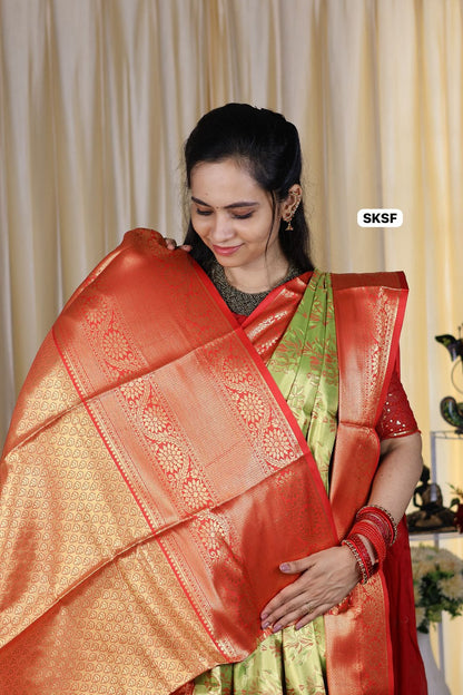 Bridal kanchi semi silk saree with trending design🥳