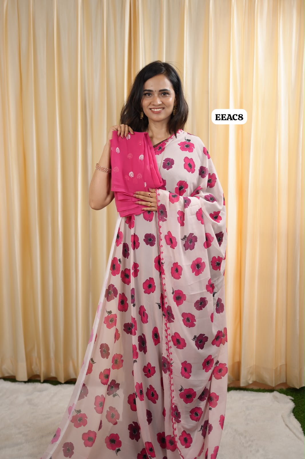 Most chiffon printed saree with sequence work blouse 😍🥳