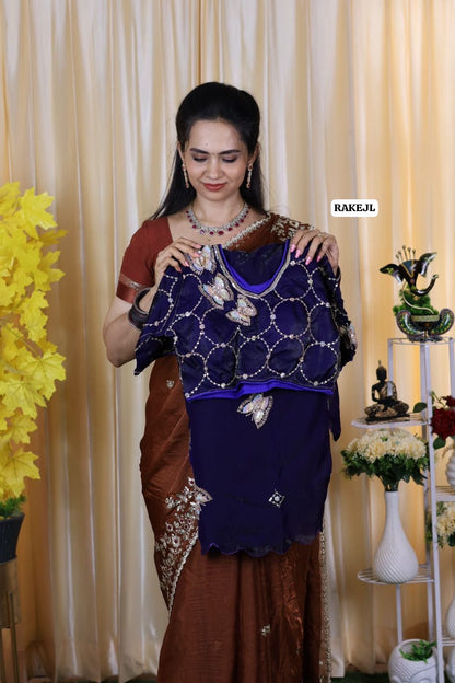Premium Space silk with full chumkey work and butterfly design at just 🥳