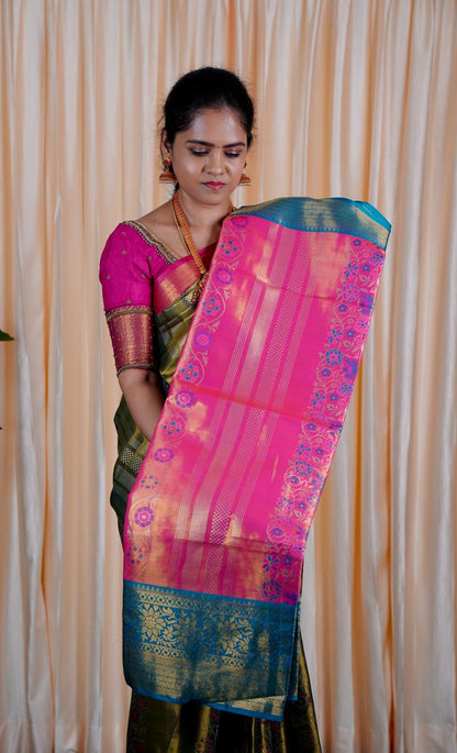 Kanchipuram inspired semi silk sarees prebook🍄🍏