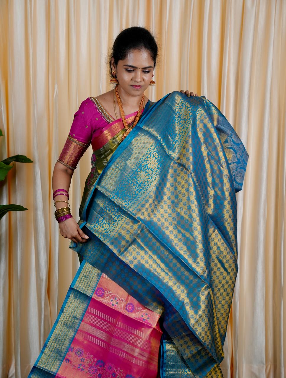 Kanchipuram inspired semi silk sarees prebook🍄🍏