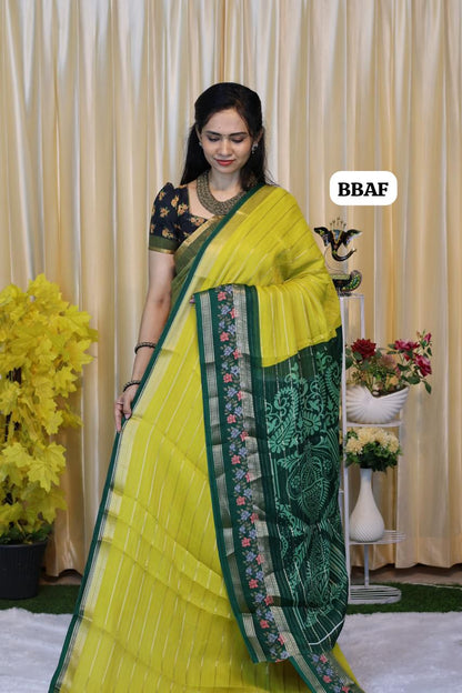 Chiffon crepe silk saree with zari weaving 🎁