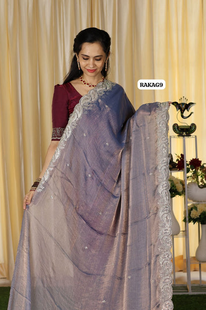 Fendy chiffon with embroidery border and blouse 😍🥳