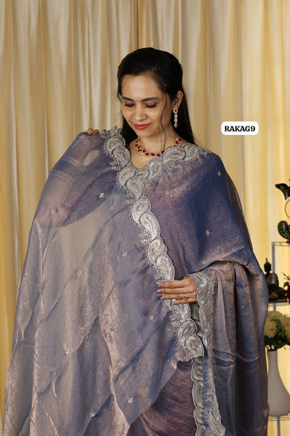 Fendy chiffon with embroidery border and blouse 😍🥳