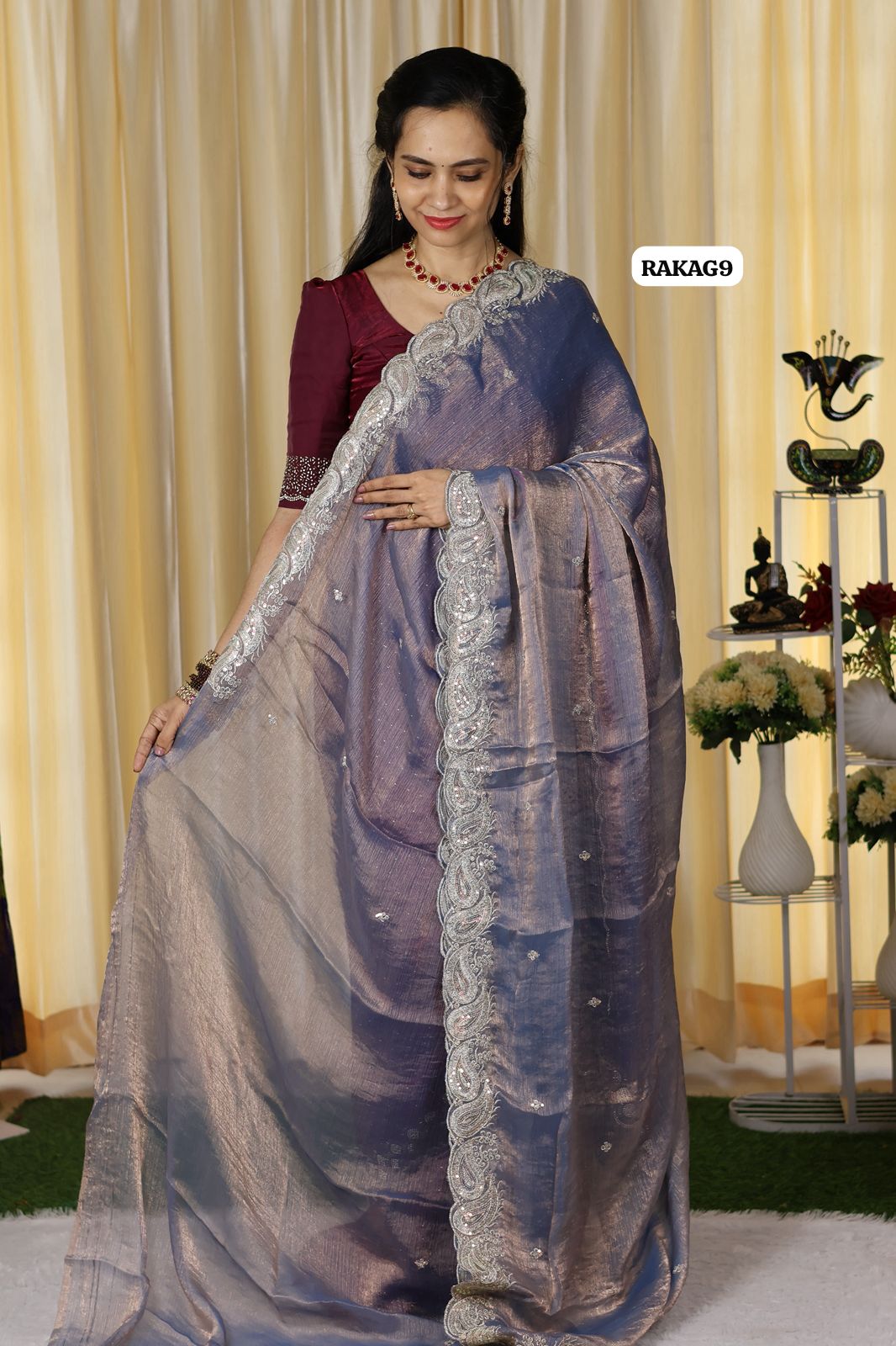 Fendy chiffon with embroidery border and blouse 😍🥳