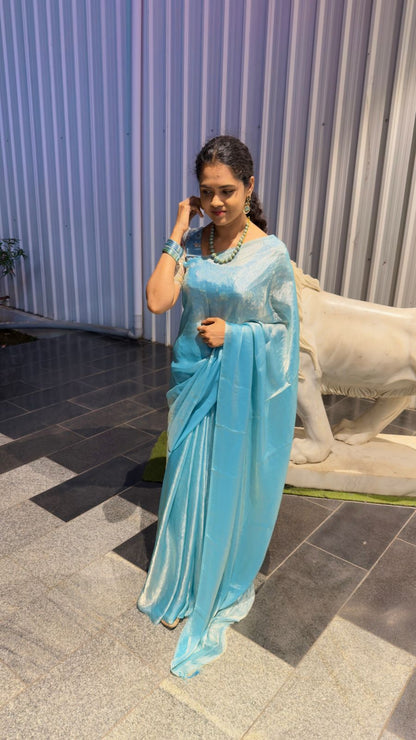 Space silk saree with net blouse 1 mtr🥳