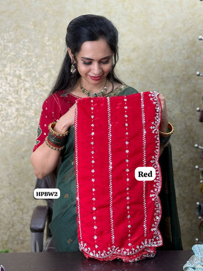 Heavy premium space silk saree with katdana beads work 🥳RED