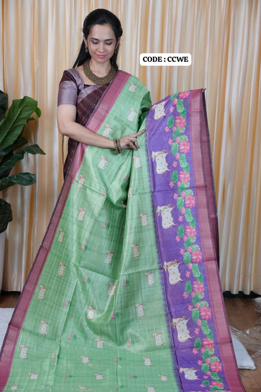 Tussar semi silk saree🥰🥳