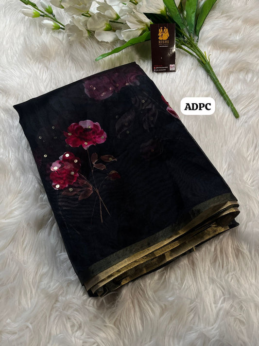 Soft organza with floral design chumkey work🥳