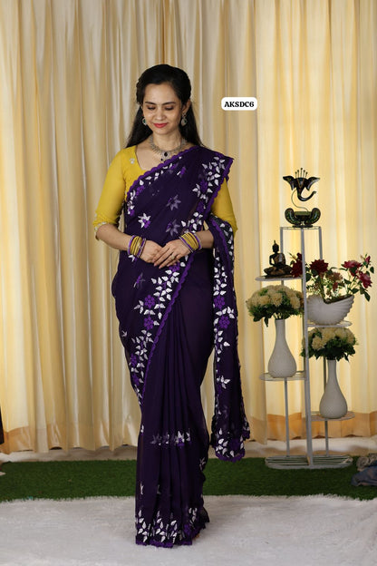 Soft shimmer georgette with embroidery work 😍🥳