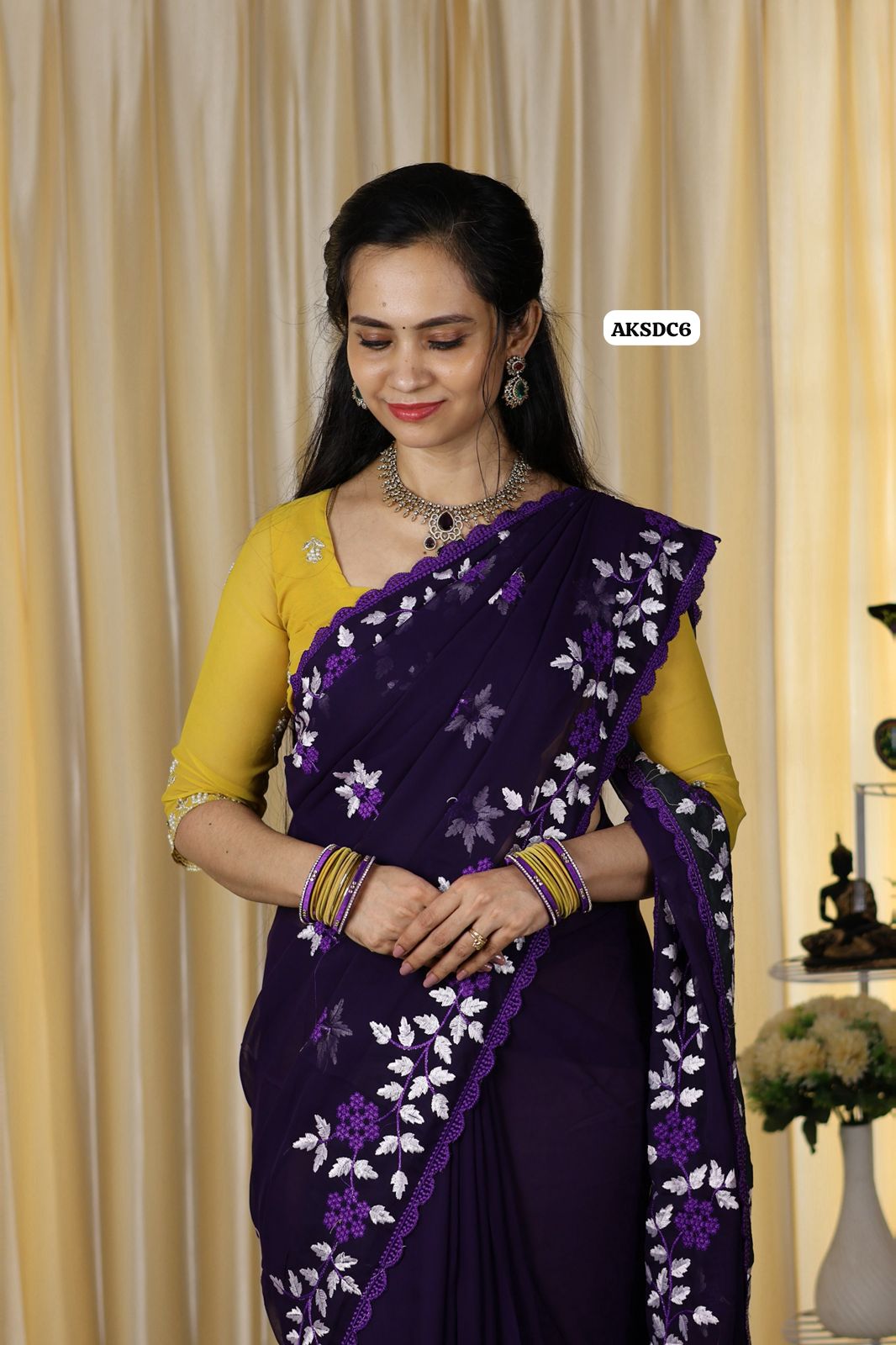 Soft shimmer georgette with embroidery work 😍🥳