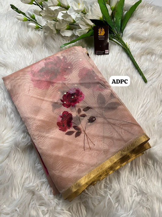 Soft organza with floral design chumkey work🥳