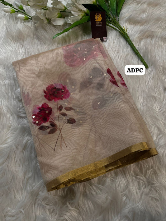 Soft organza with floral design chumkey work🥳