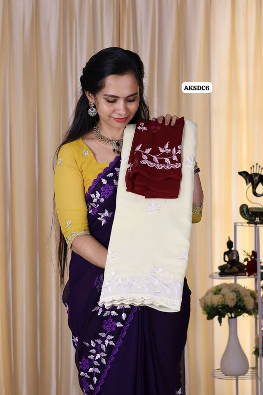 Soft shimmer georgette with embroidery work 😍🥳