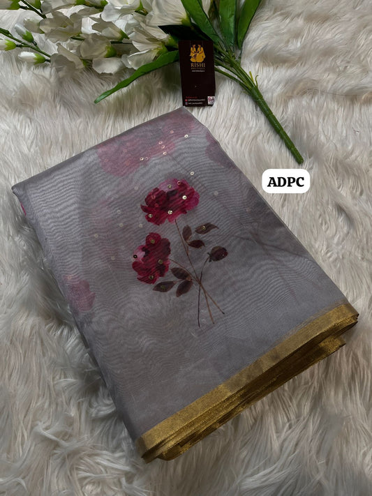 Soft organza with floral design chumkey work🥳