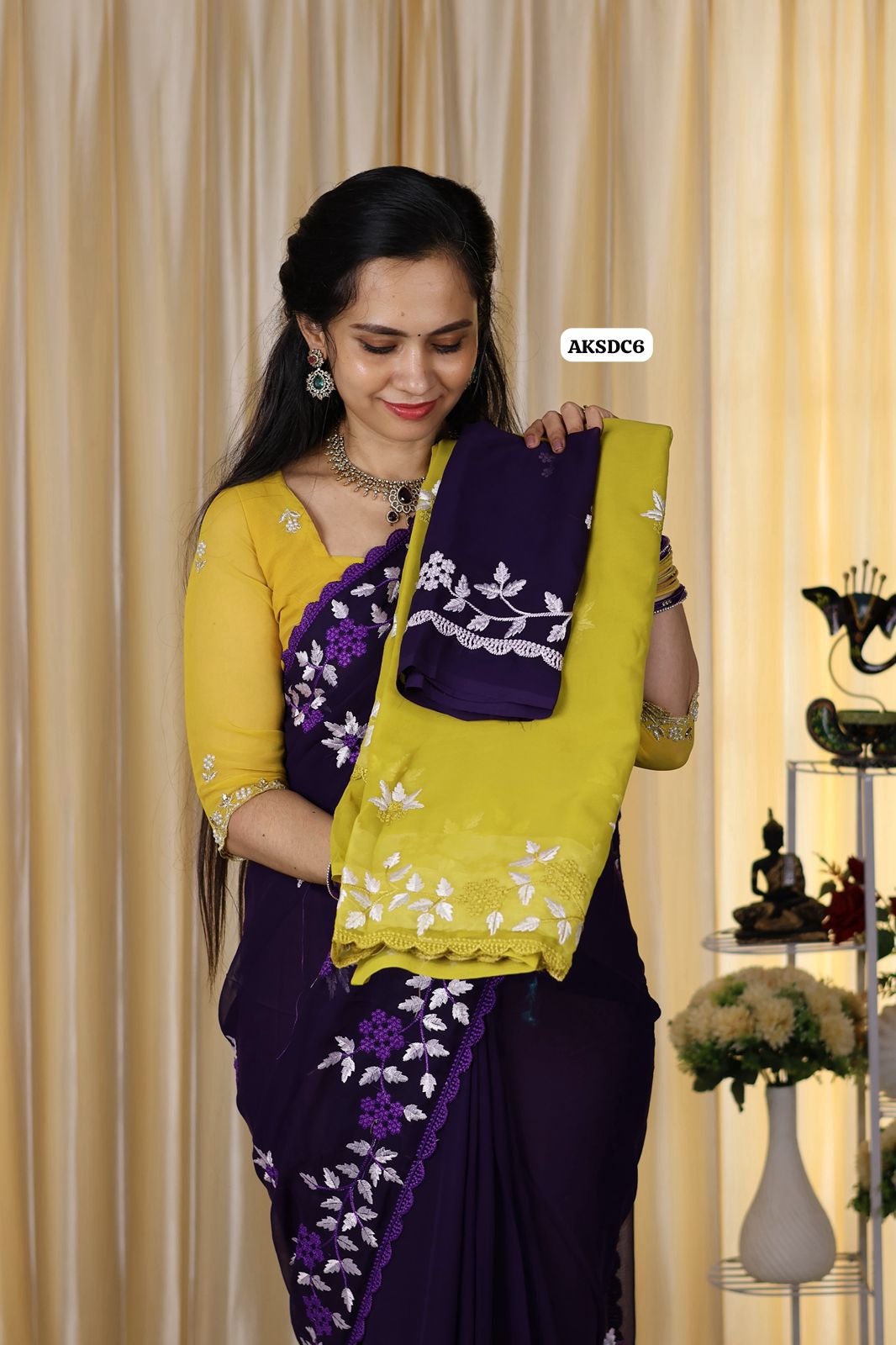 Soft shimmer georgette with embroidery work 😍🥳