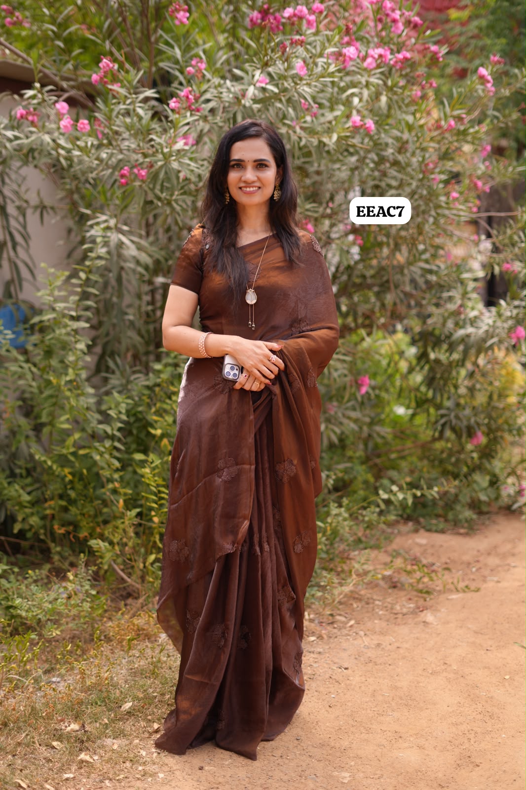 Space silk with floral beads work saree🥳