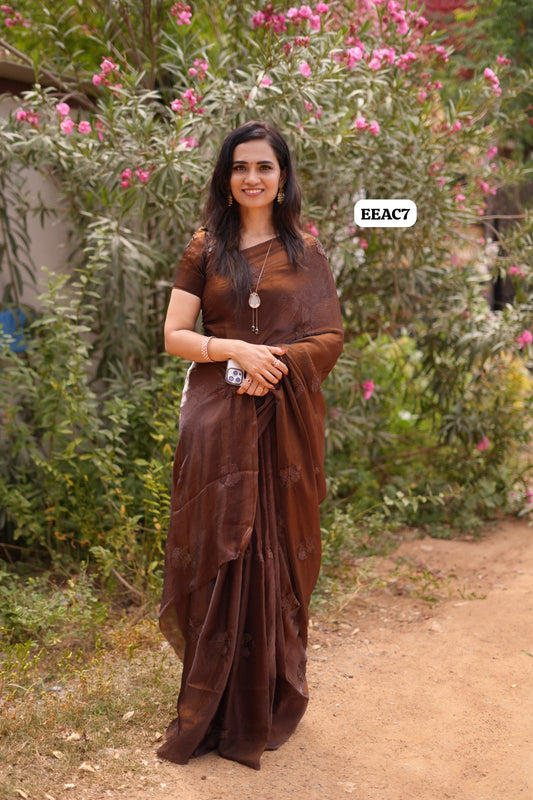 Space silk with floral beads work saree🥳