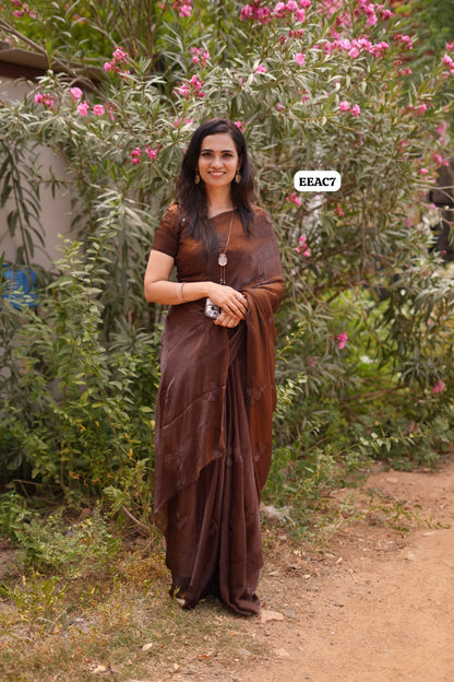 Space silk with floral beads work saree🥳