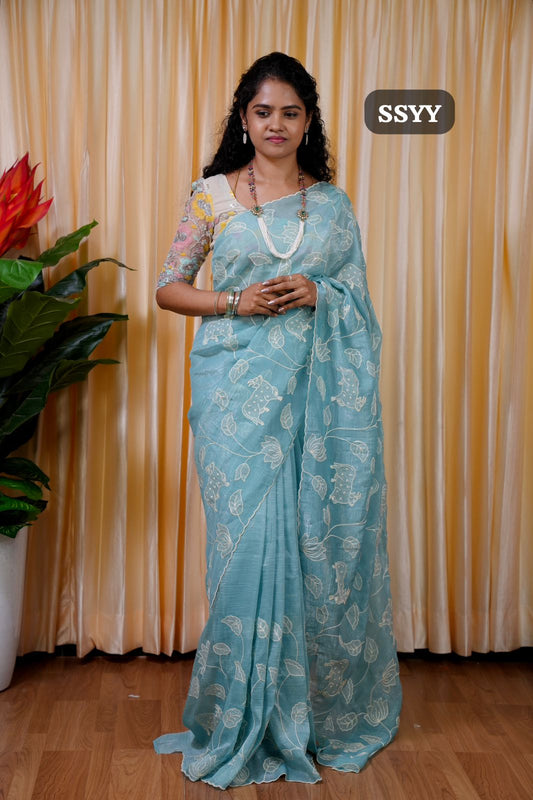 Embroidery work designer Saree🥰😎🌲🏃🏼‍♀️Offer