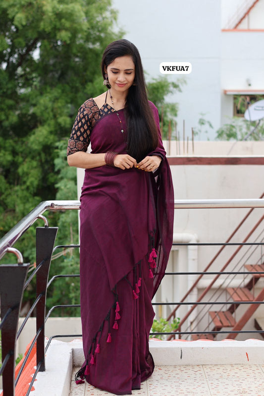 Khadhi cotton saree with Most hit ajrak print blouse 🥳