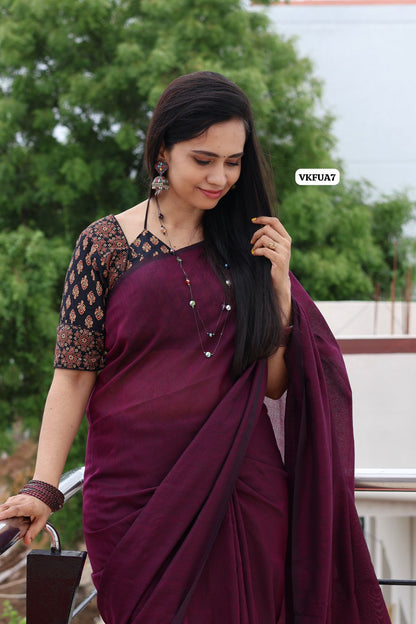 Khadhi cotton saree with Most hit ajrak print blouse 🥳
