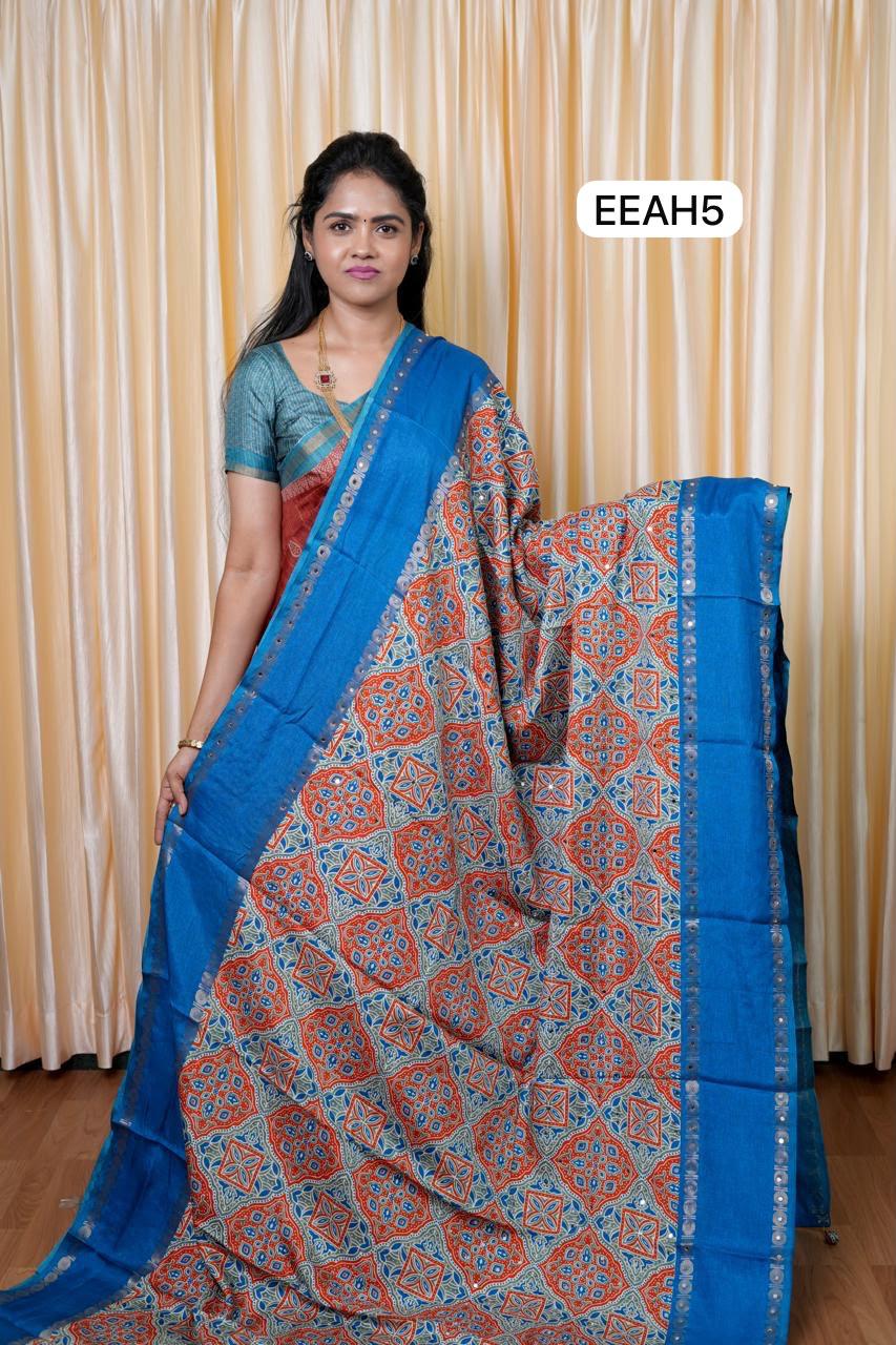Tussar mirror work saree🥳🌈