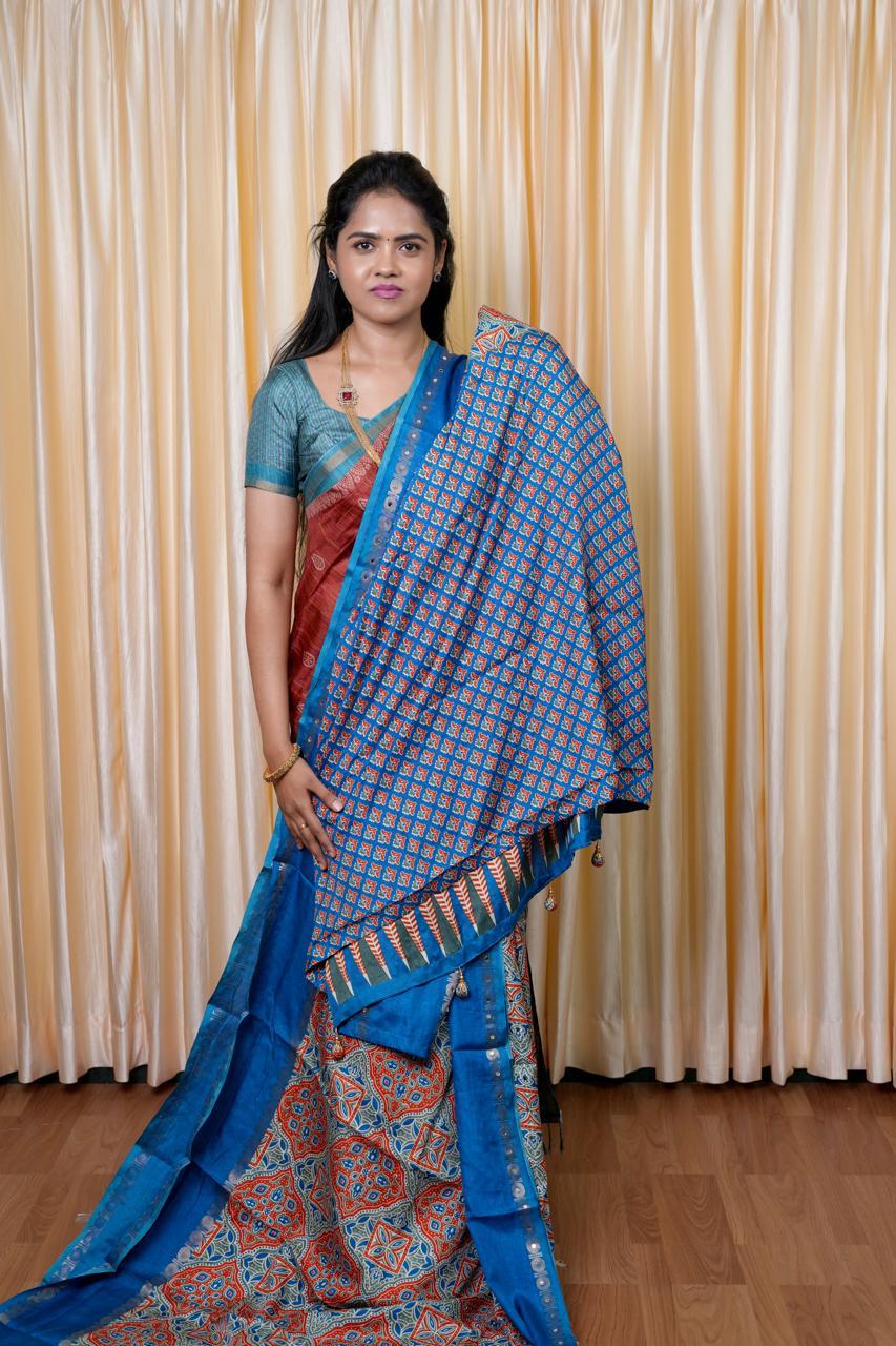 Tussar mirror work saree🥳🌈