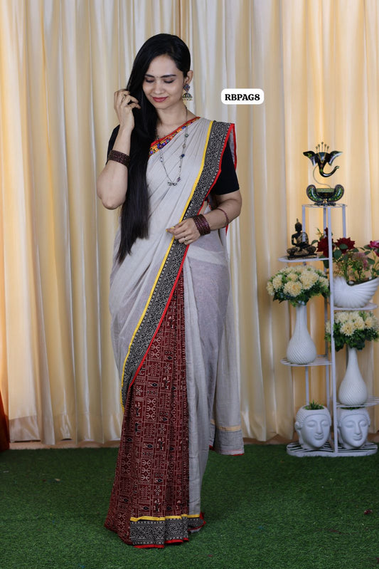 Half saree model mulmul + khadhi cotton saree without blouse🥳