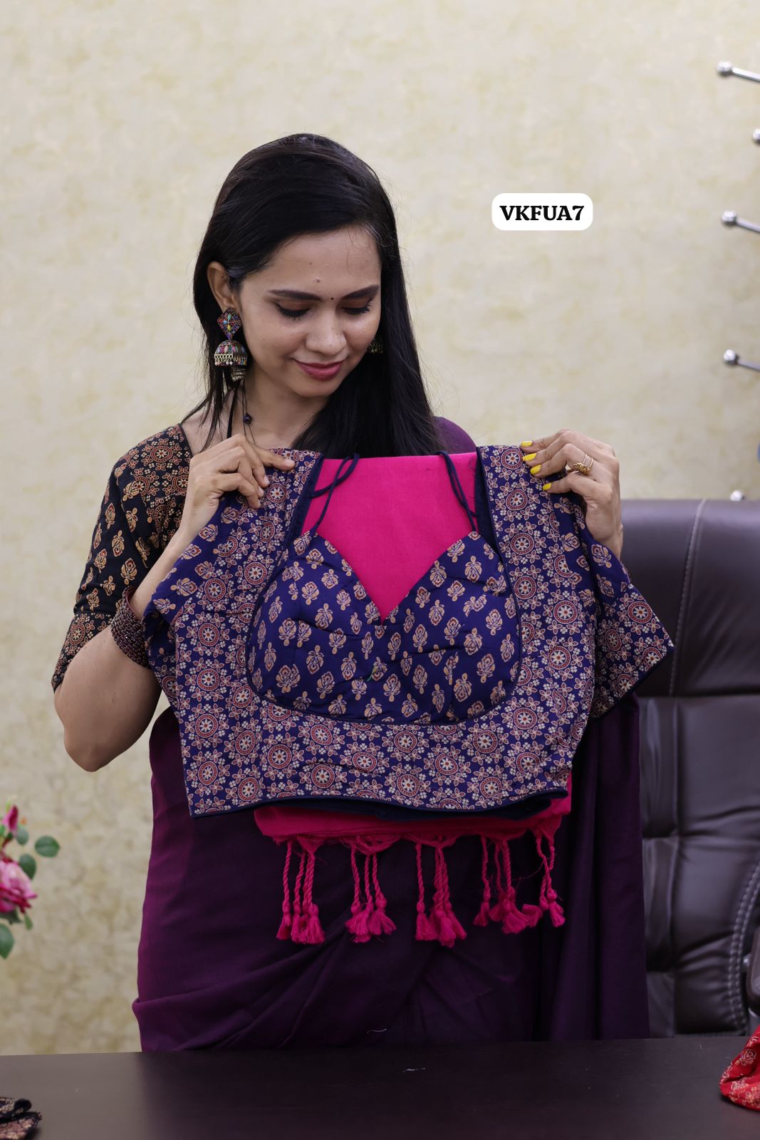 cotton saree with Most hit ajrak print blouse 🥳