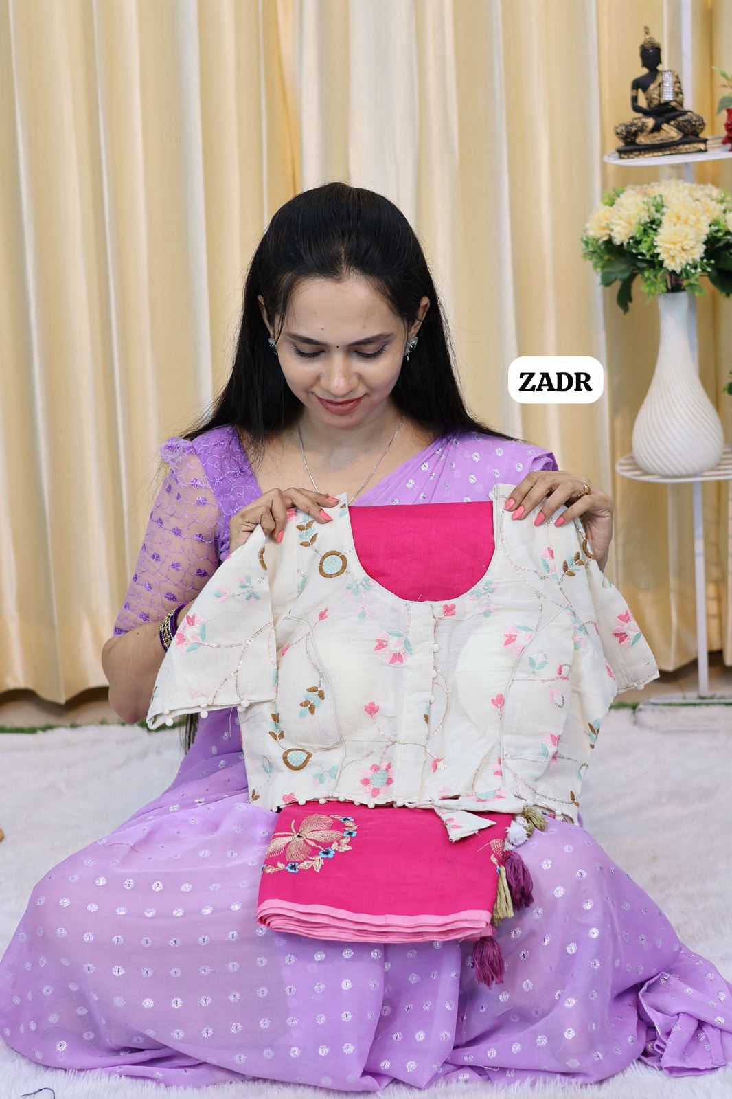 Chanderi cotton saree with stitched blouse size(38-42alterable) 😍🥳