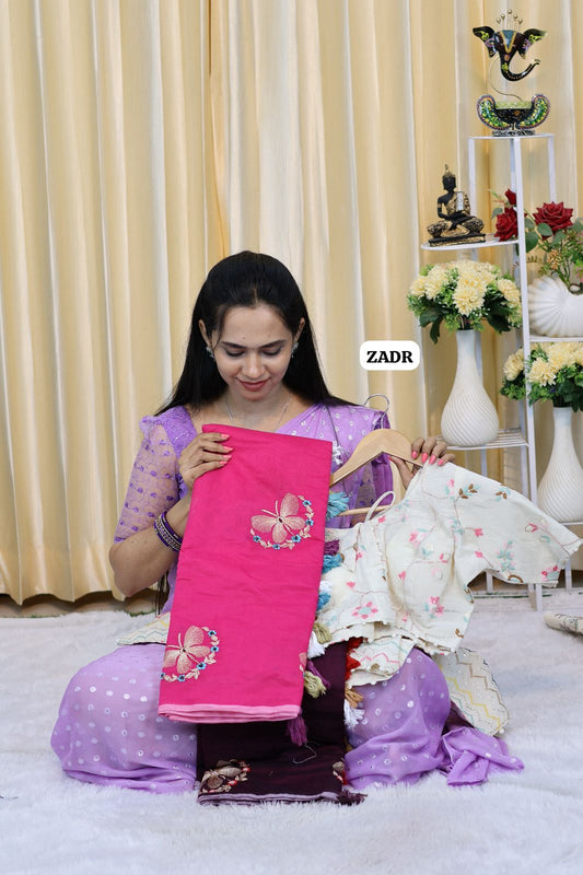 Chanderi cotton saree with stitched blouse size(38-42alterable) 😍🥳