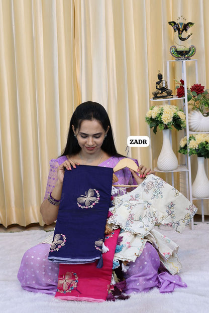 Chanderi cotton saree with stitched blouse size(38-42alterable) 😍🥳