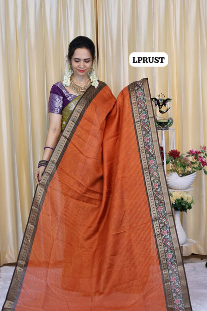 Vairaoosi rust semi silk cotton sarees😍
