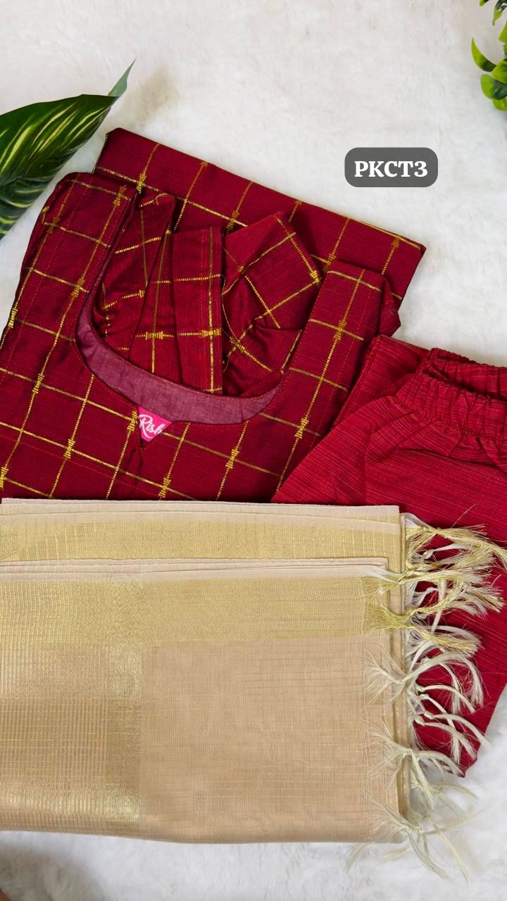 Raw silk Salwar with Gold Zari🥰😎Stitched(3pc set)