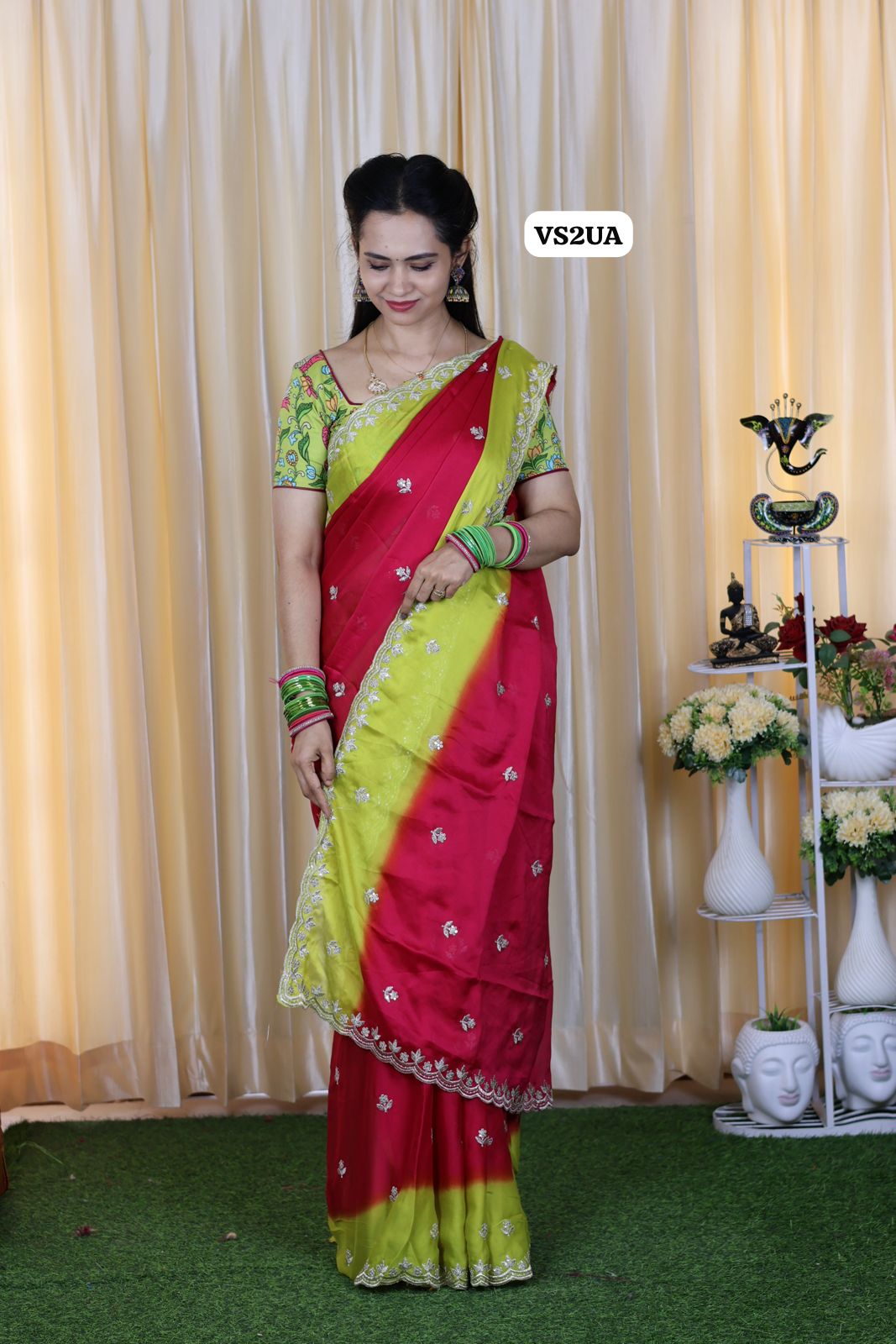 Keerthi suresh inspired chinon saree with lace border and extra blouse 😍🥳