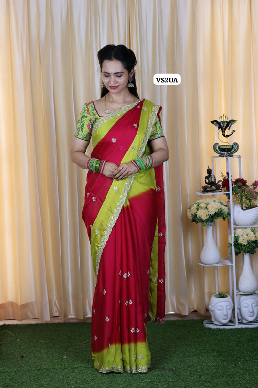 Keerthi suresh inspired chinon saree with lace border and extra blouse 😍🥳