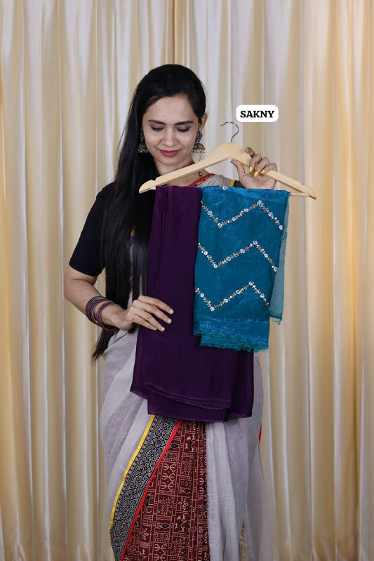 Space silk with heavy work blouse😍🥳