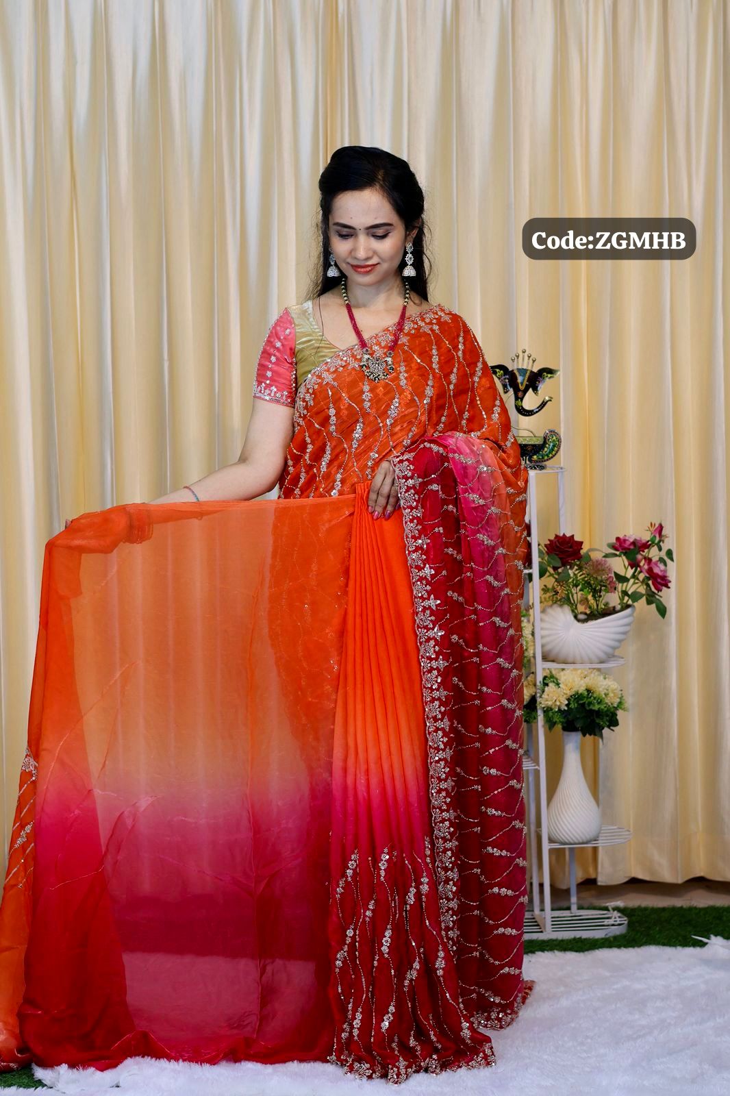 Premium Space silk with Golden heavy Katdhana work double shade🥰😎🌈offer