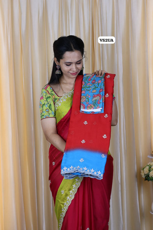 Keerthi suresh inspired chinon saree with lace border and extra blouse 😍🥳