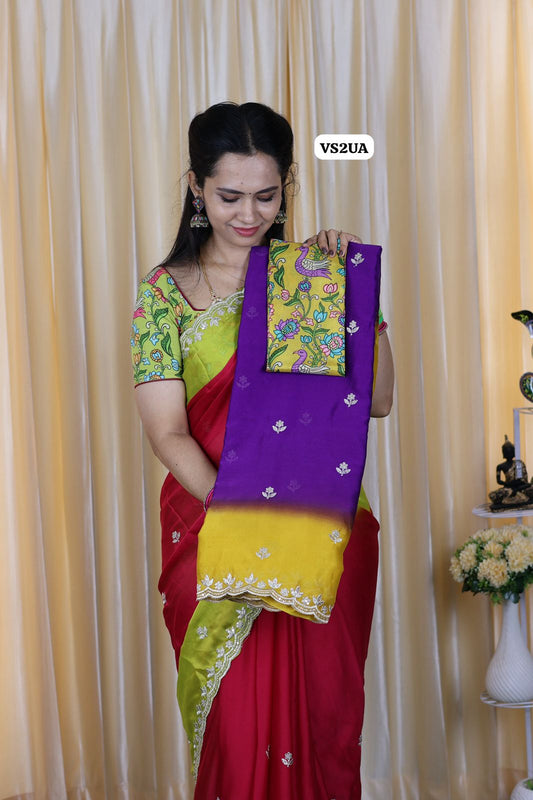 Keerthi suresh inspired chinon saree with lace border and extra blouse 😍🥳