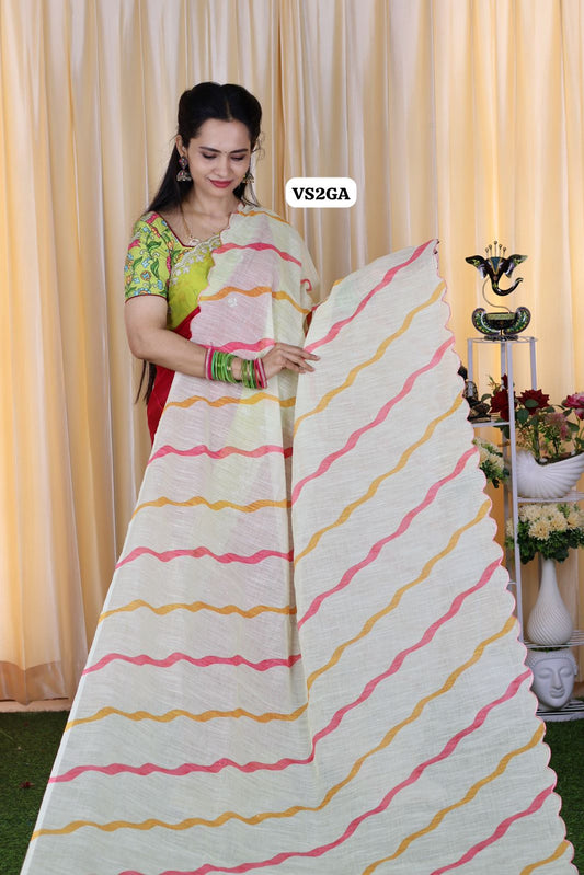 Linen cotton saree with blouse 🔥🥳