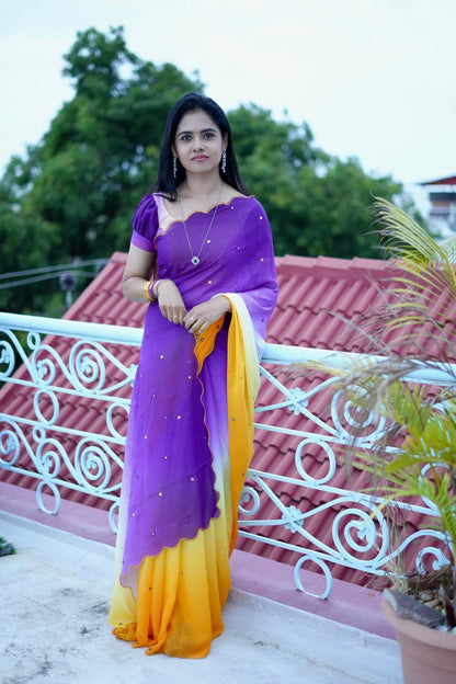 Geogratte saree with mirror work🥰😎📚