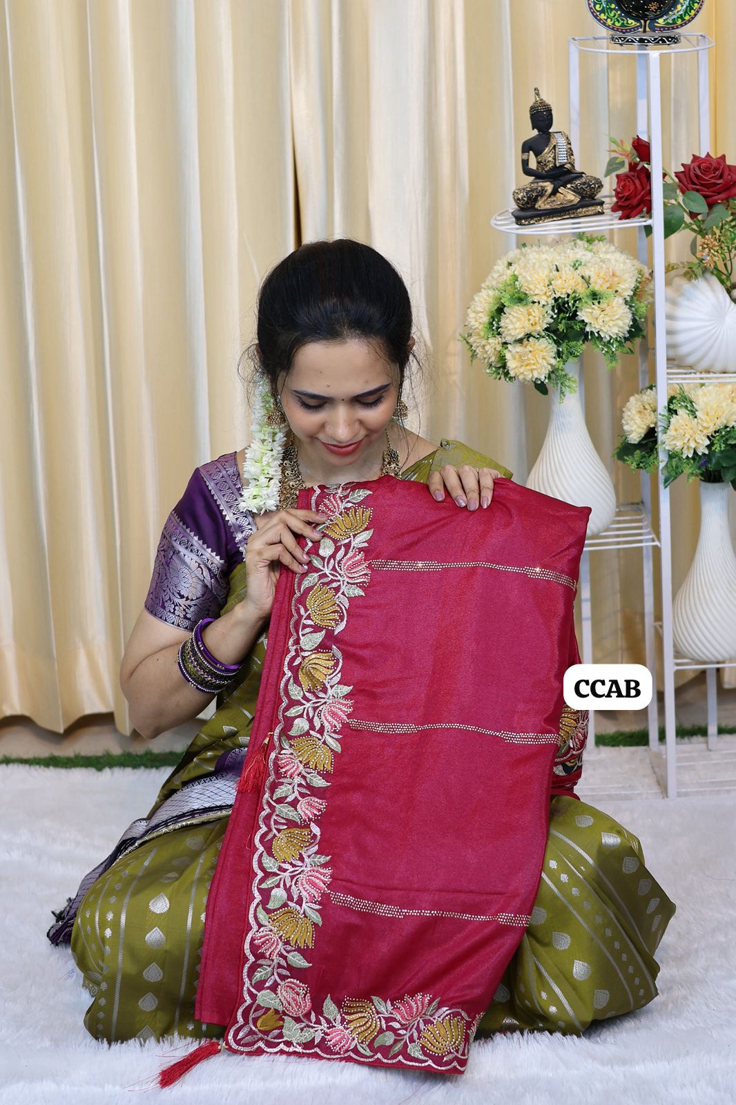Buttery soft saree with embroidery border 🥳