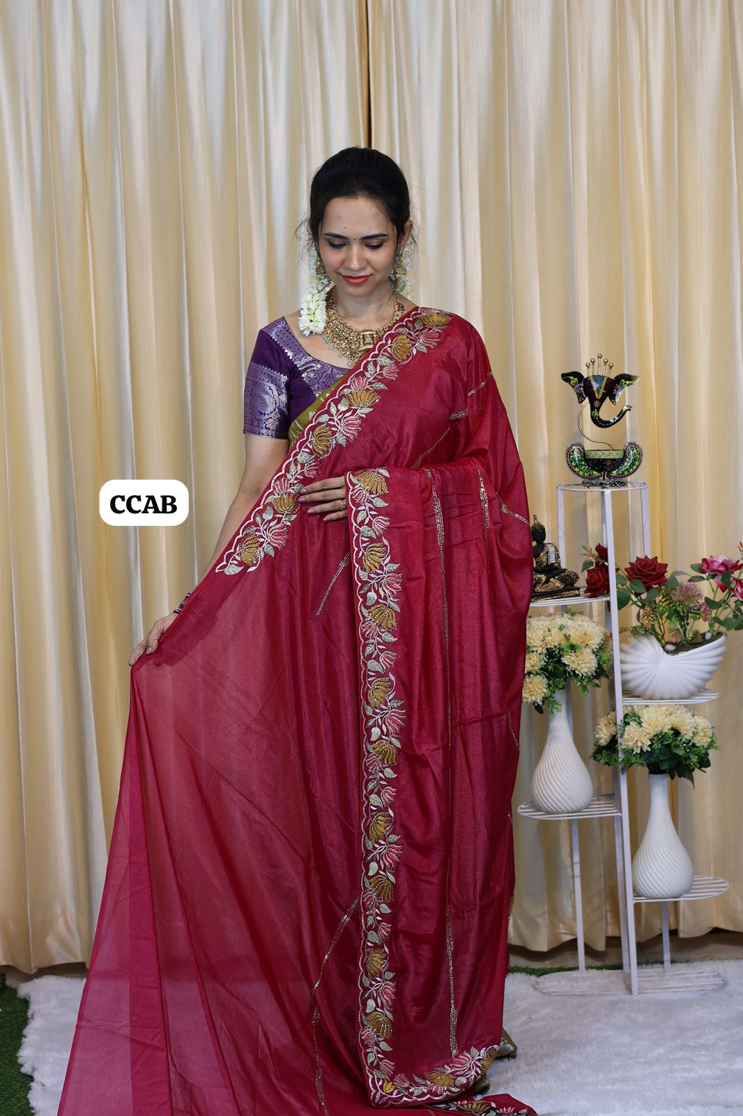 Buttery soft saree with embroidery border 🥳